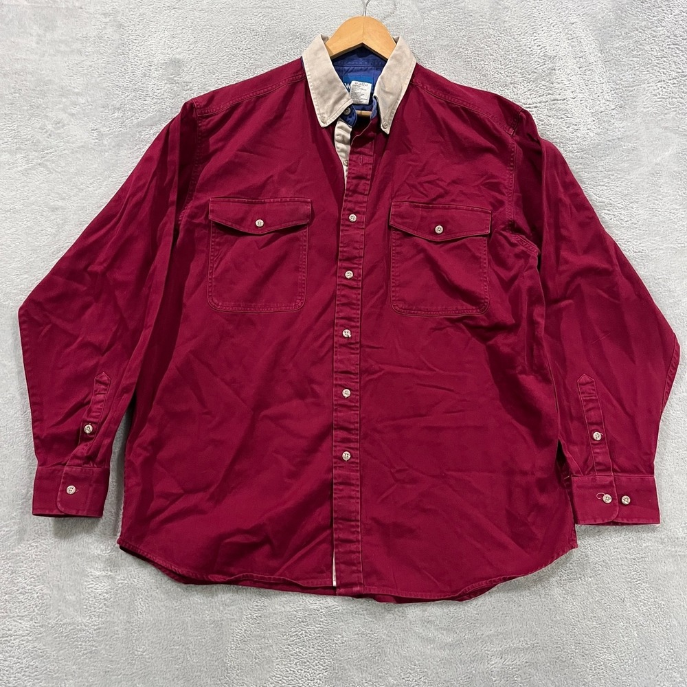 Vintage Wrangler Wester Shirt‎ Men's Large Red Button Up Long Sleeve Cowboy 90s